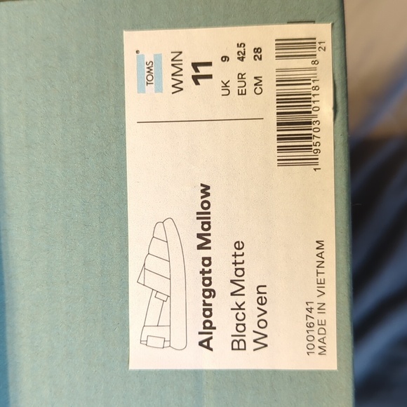 Toms Alpargata Mallow Puff, Matte Black, size 11 - Picture 4 of 6